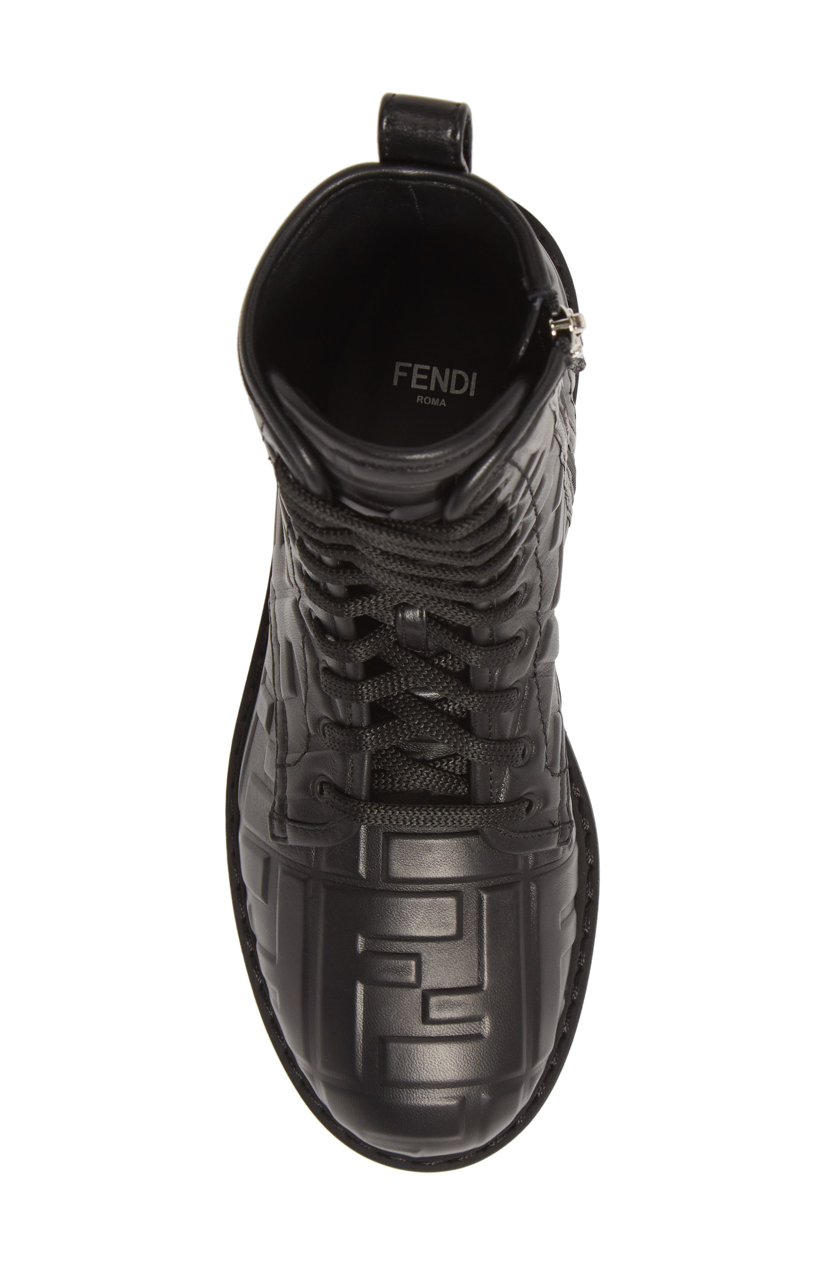 Fendi FF Embossed Logo Combat Boot, Alternate, color, 