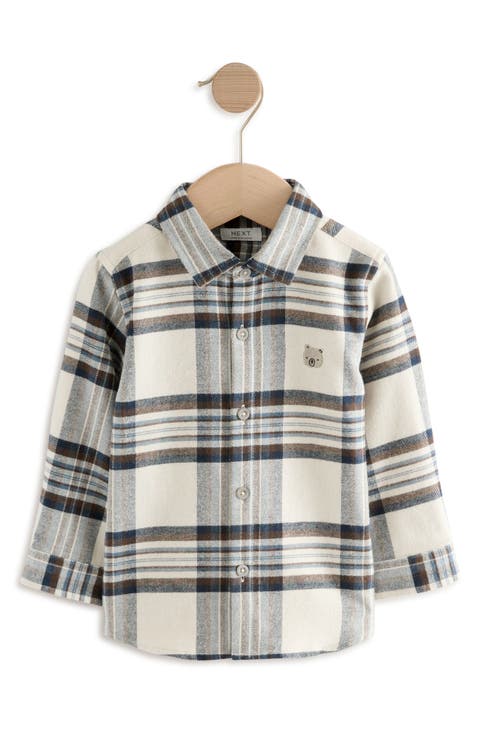 Kids' Plaid Bear Cotton Button-Up Shirt (Little Kid)