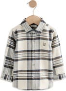 NEXT Kids' Plaid Bear Cotton Button-Up Shirt
