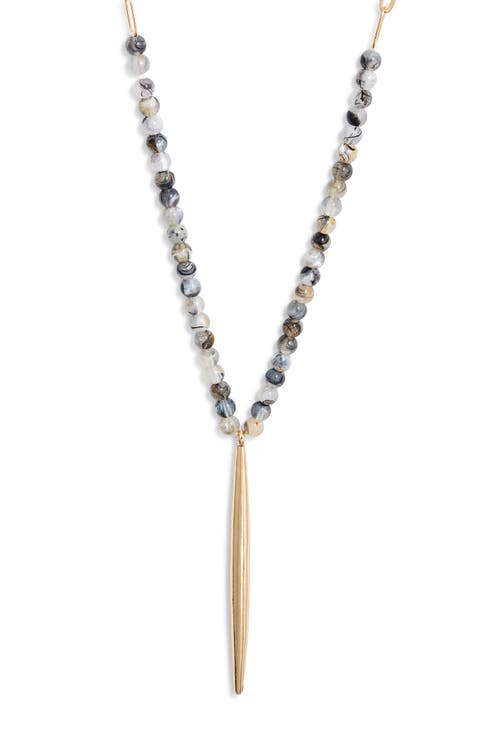 Beaded Pointed Bar Pendant Necklace