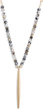 Nordstrom Beaded Pointed Bar Pendant Necklace