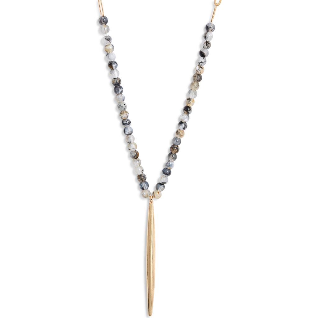 Nordstrom Beaded Pointed Bar Pendant Necklace