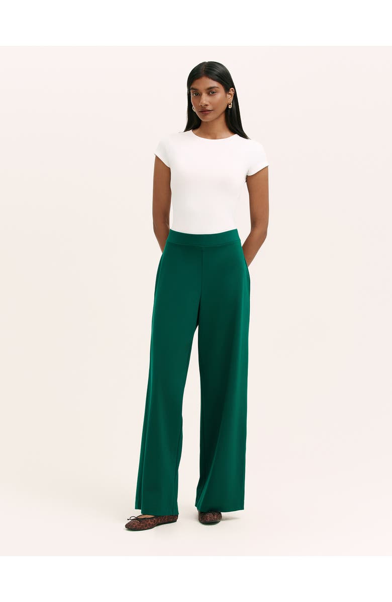 Finery London Kenzie Ponte Jersey Wide Leg Trousers, Alternate, color, Bottle Green