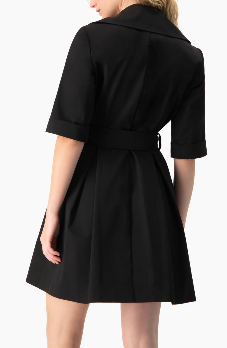 IVONNE Belted Collared Short-Sleeve Shirt Mini Dress, Alternate, color, Black