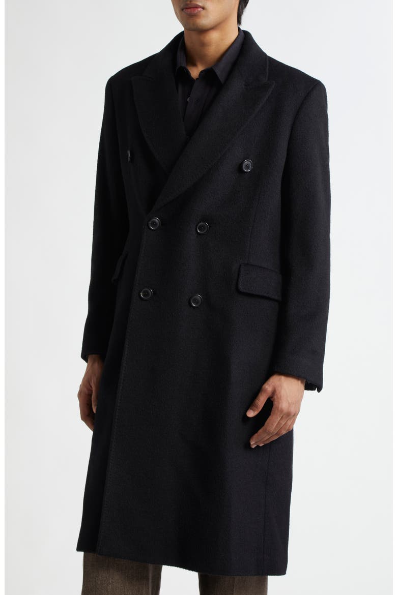 Whale Double Breasted Mohair Blend Coat, Alternate, color, BLACK HAIRY WOOL