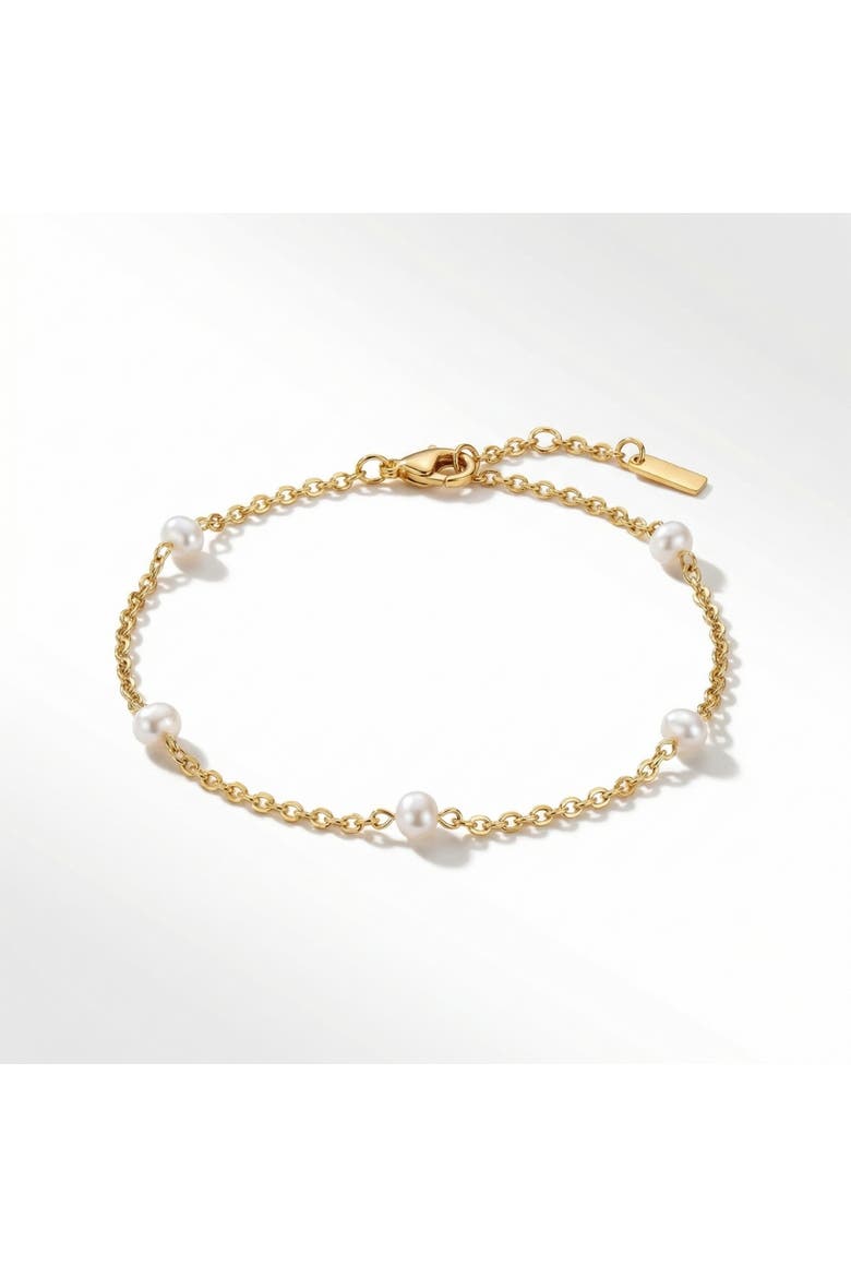 Max Anklet 9.5"18k Gold Plated 5mm Freshwater Pearls Lobster Clasp, Main, color, 18k Yellow Gold
