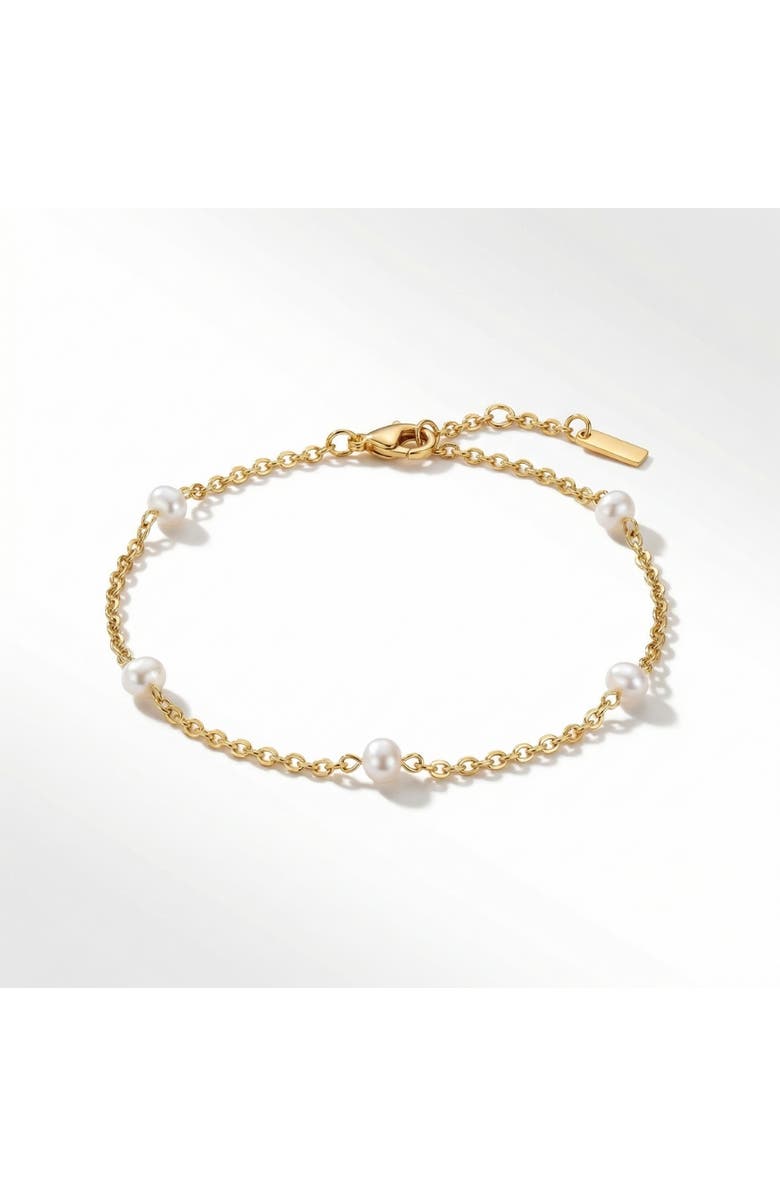 Bliss Diamond Max Anklet 9.5"18k Gold Plated 5mm Freshwater Pearls Lobster Clasp, Main, color, 18K Yellow Gold
