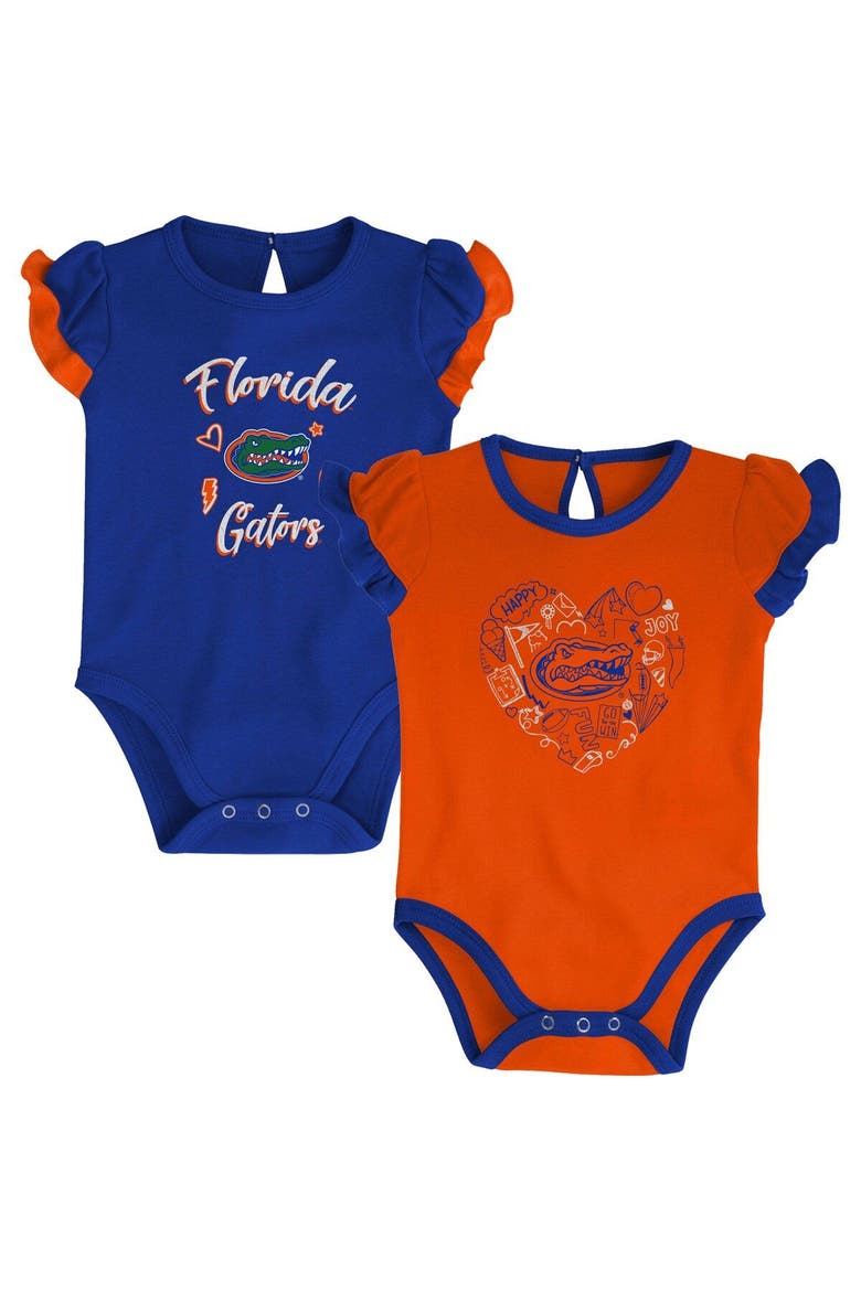 Girls Newborn & Infant Royal/Orange Florida Gators Too Much Love Two-Piece Bodysuit Set, Main, color, Royal