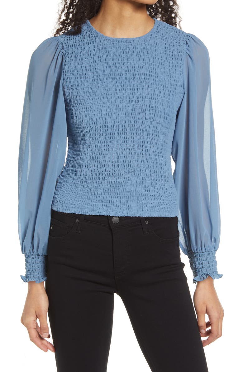 1.STATE Smocked Cuff Top, Main, color, 