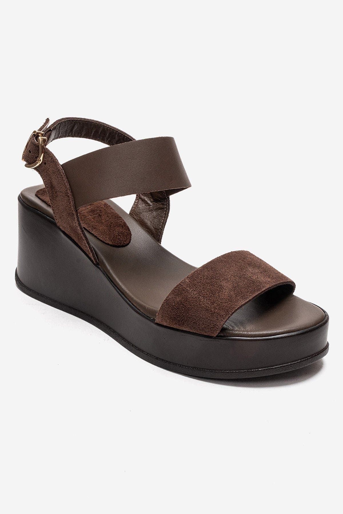 Forever & Always Shoes Lolanthe Leather Wedge Sandal, Alternate, color, Brown Suede