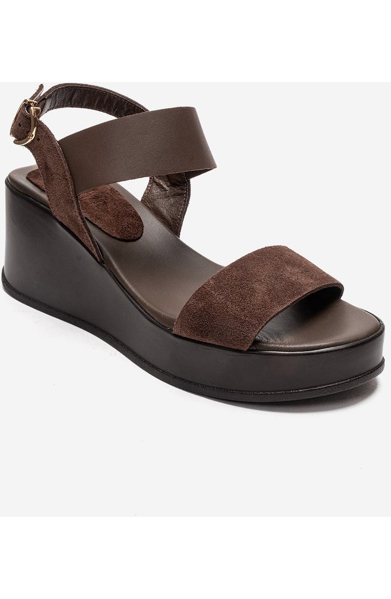 Forever & Always Shoes Lolanthe Leather Wedge Sandal, Alternate, color, Brown Suede