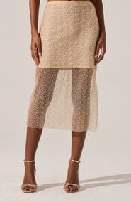 ASTR the Label Messina Beaded Faux Pearl Midi Skirt