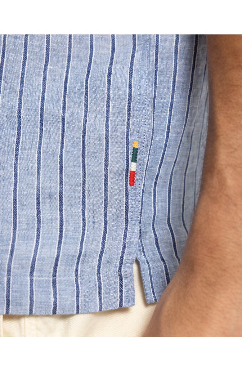 Orlebar Brown Maitan Lino Relaxed Fit Linen Stripe Shirt, Alternate, color, Bergamo Blue Stripe