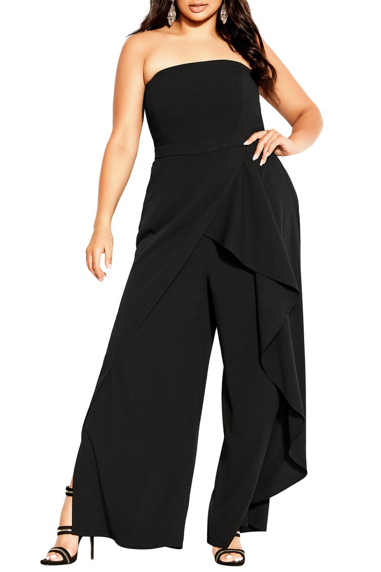 Attract Strapless Jumpsuit, Main, color, BLACK