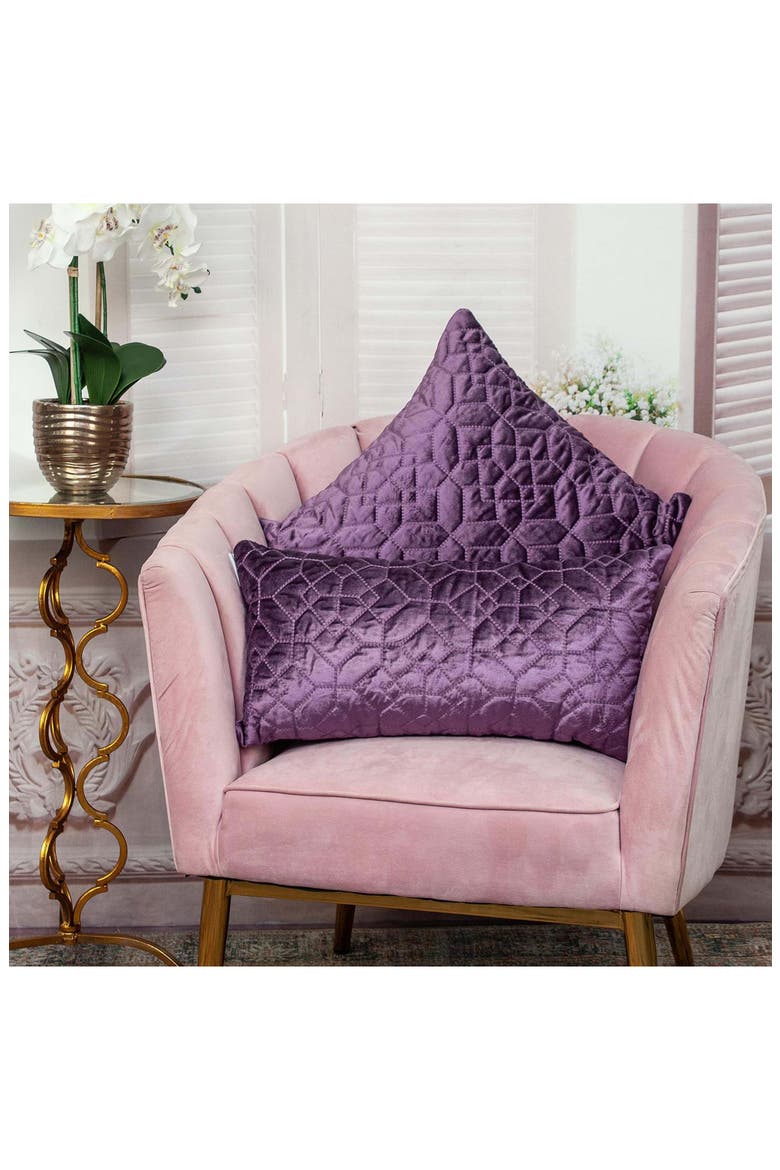 Sora Quilted Throw Pillow, Alternate, color, PURPLE