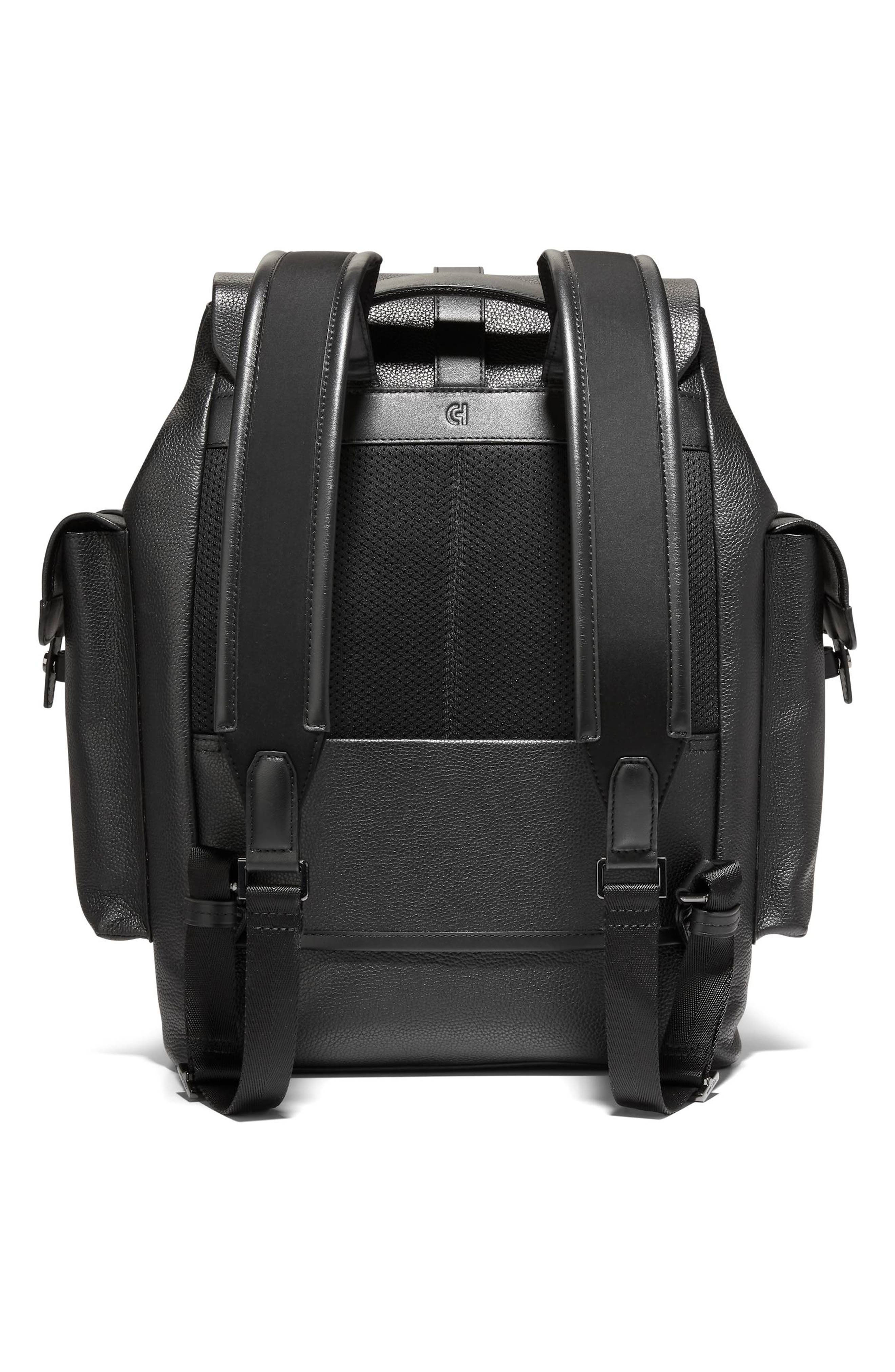 Cole Haan Triboro Leather Backpack, Alternate, color, Black