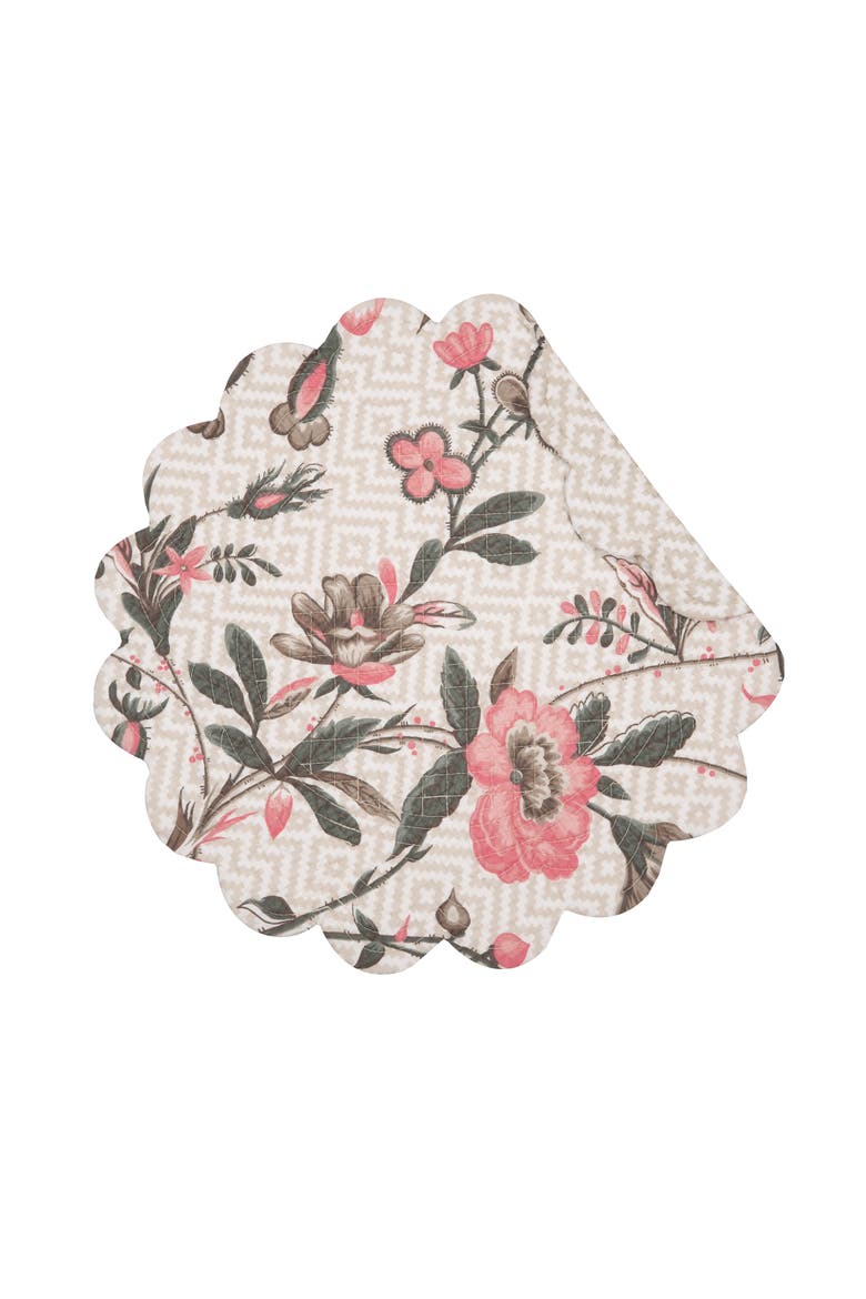 Colonial Williamsburg Blair Garden Flowers 100% Cotton Round Set of 6 Placemats 17", Alternate, color, Brown