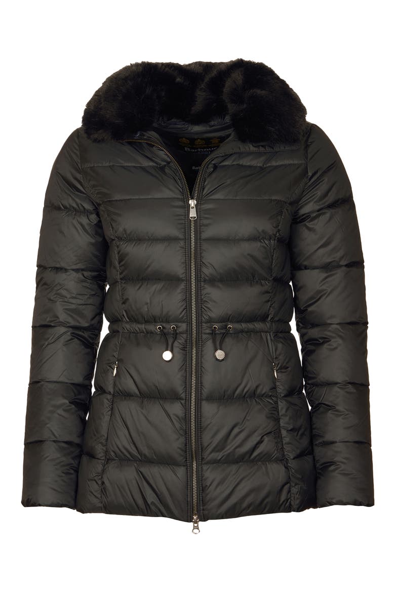 Angus Faux Fur Trim Puffer Jacket, Alternate, color, BLACK