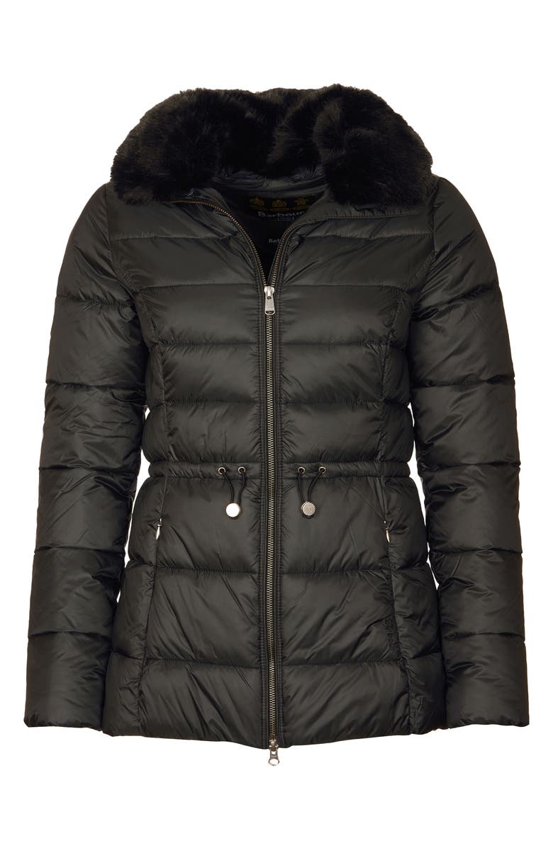 Barbour Angus Faux Fur Trim Puffer Jacket, Alternate, color,