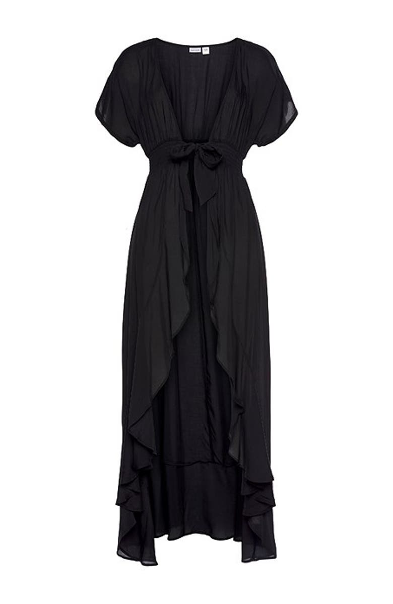 LASCANA Flounce Hem Cover Up, Alternate, color, Black