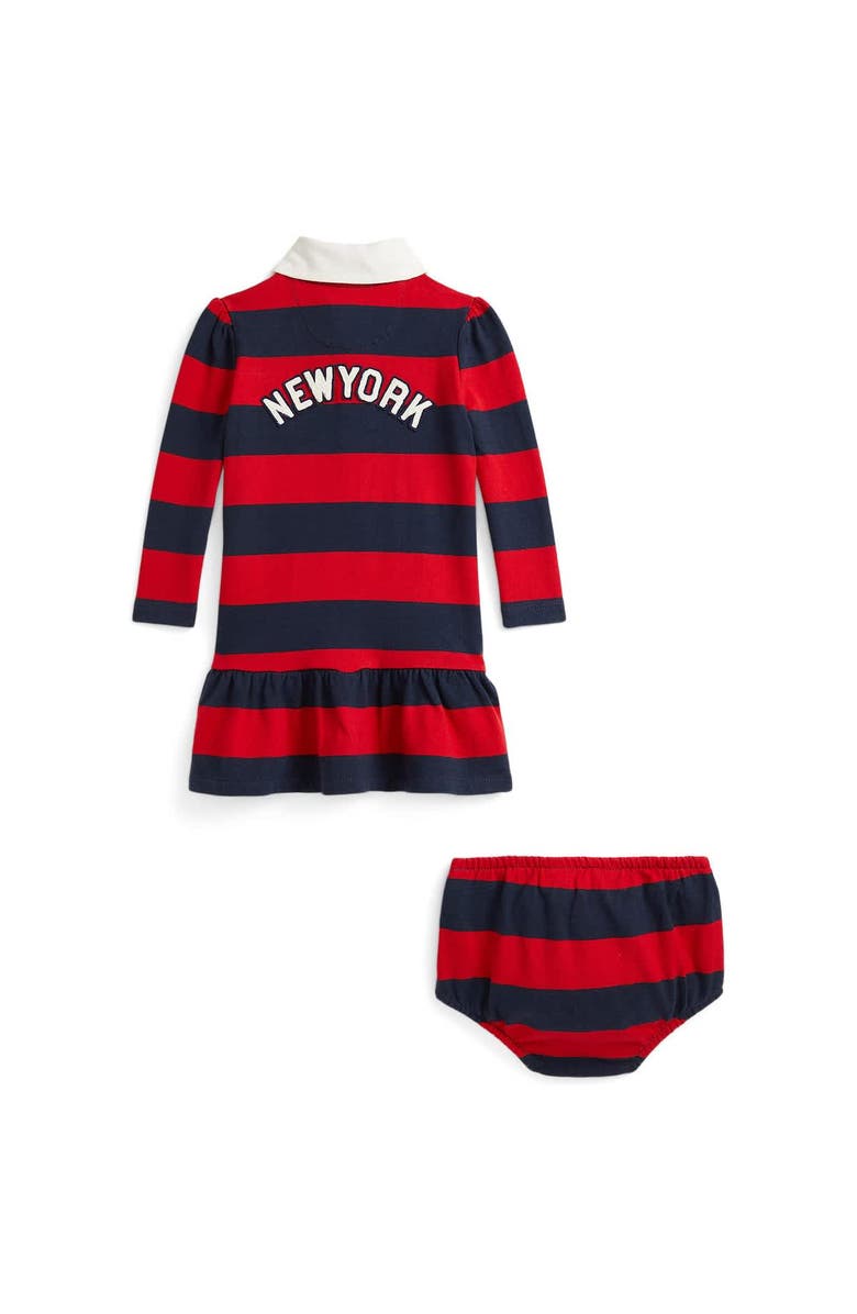 Polo Ralph Lauren Newborn Polo Ralph Lauren Navy/Red Yankees Rugby Dress, Alternate, color,