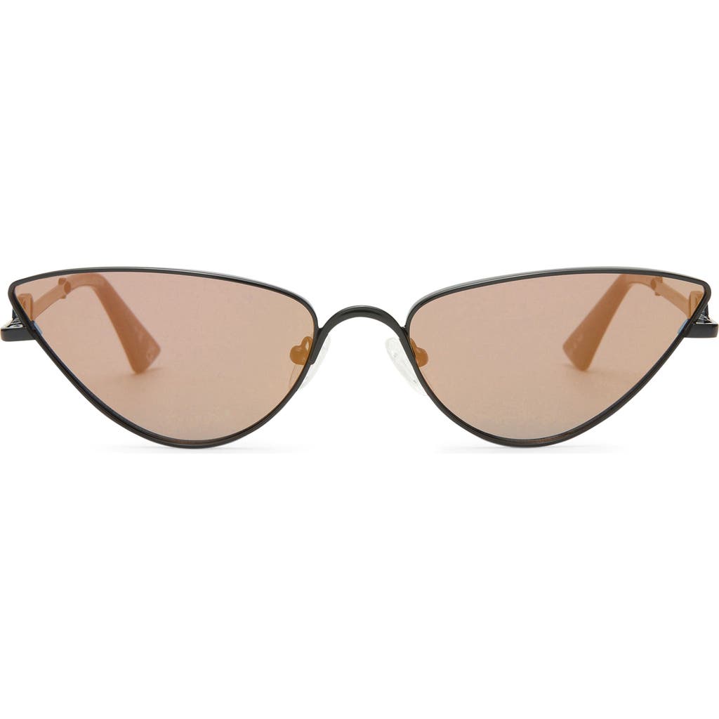Le Specs The Soiree Slim Metal Cat-eye Sunglasses In Satin Black/flash
