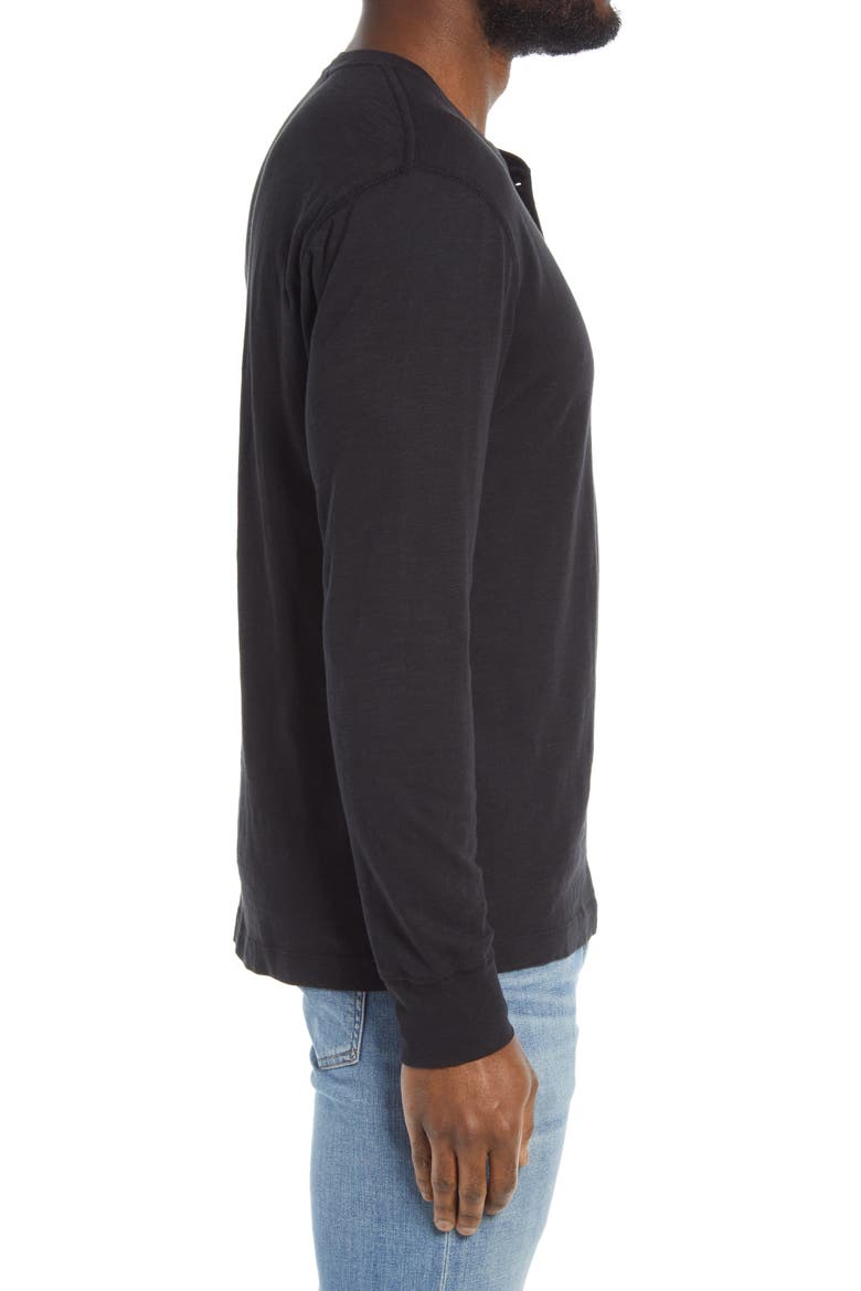 Long Sleeve Slub Henley, Alternate, color, BLACK