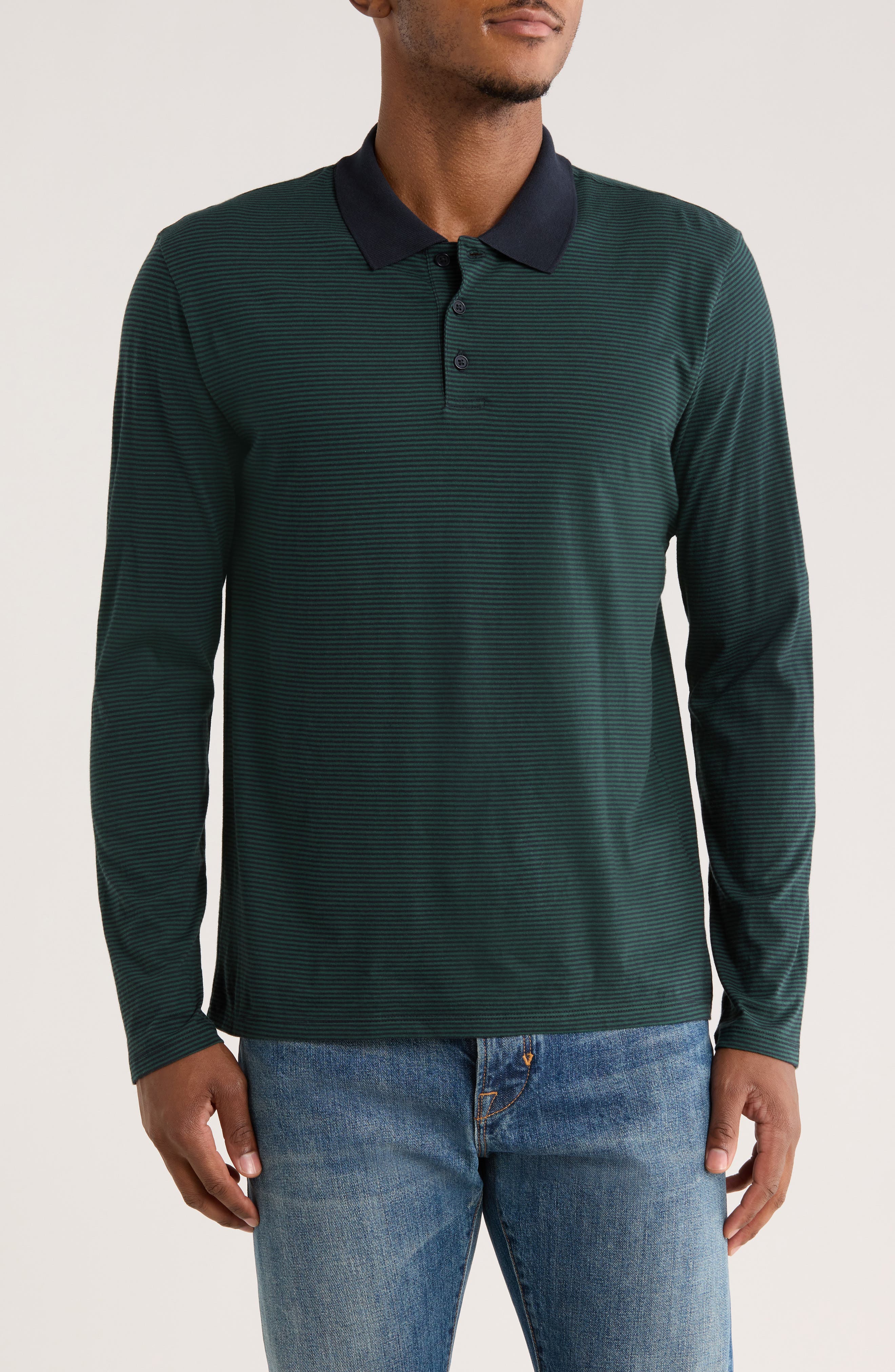 Vince Long Sleeve Cotton Knit Polo