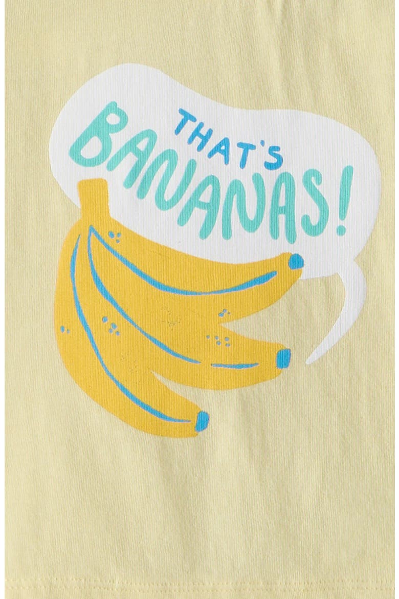 Graphic Cotton T-Shirt & Shorts Set, Alternate, color, YELLOW BANANAS- TEAL BUNCHES