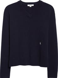 Sporty & Rich SRC Monogram Cashmere & Wool V-Neck Sweater