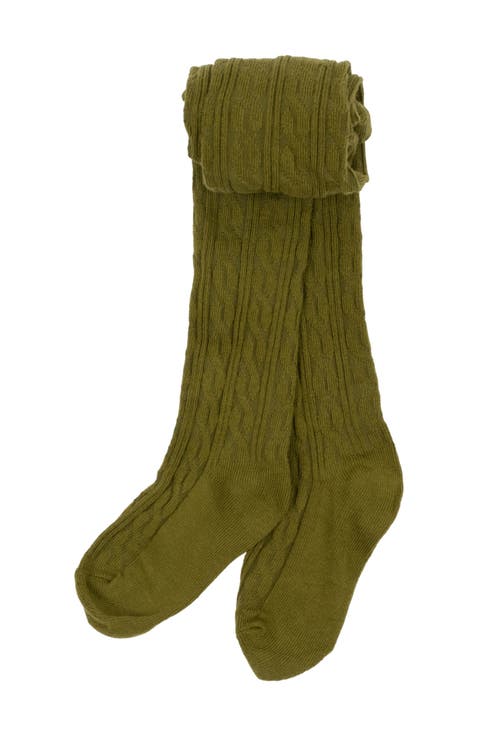 Girls Cable Knit Tights, Cotton Blend