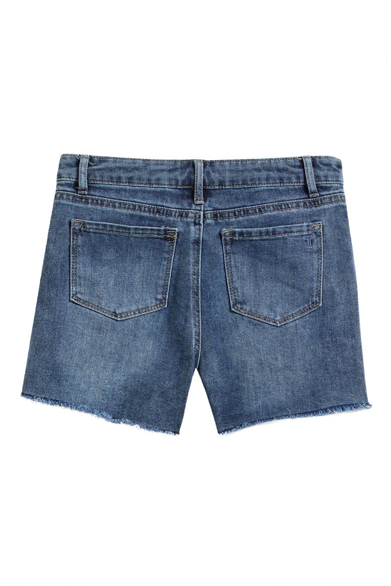 Kids' Distressed Stretch Denim Shorts, Alternate, color, INDIGO