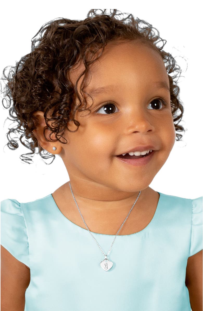 Tiny Blessings Sterling Silver Baby Heart & Engraved Initial 12-14" Necklace, Alternate, color, Silver - G