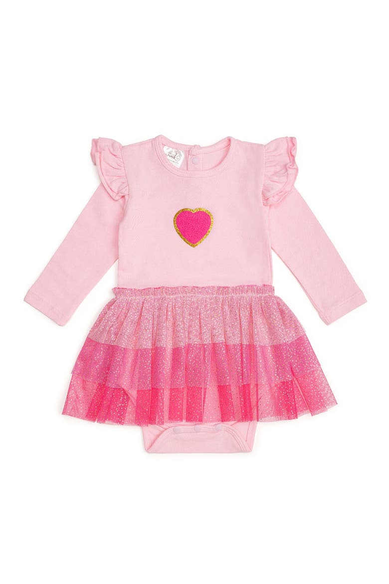Pink Petal Valentine's Day Long Sleeve Tutu Bodysuit, Main, color, Pink