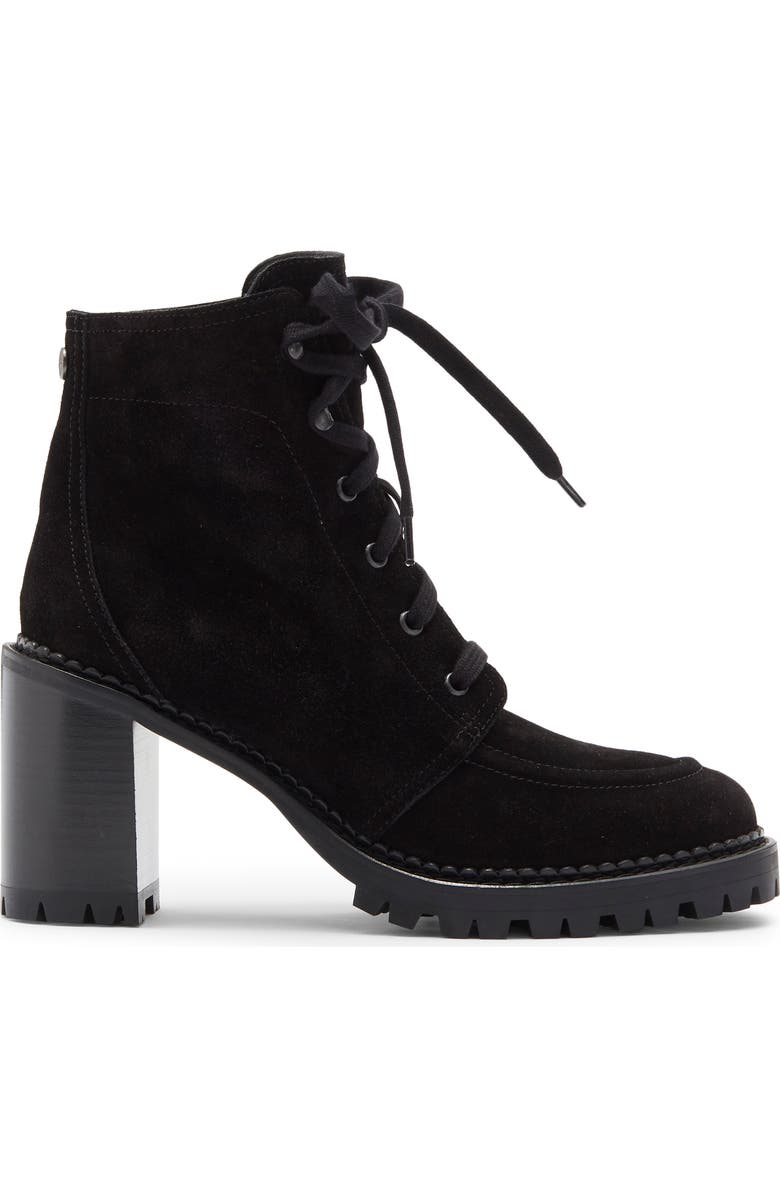 Longchamp Block Heel Lace Up Bootie, Alternate, color, Black