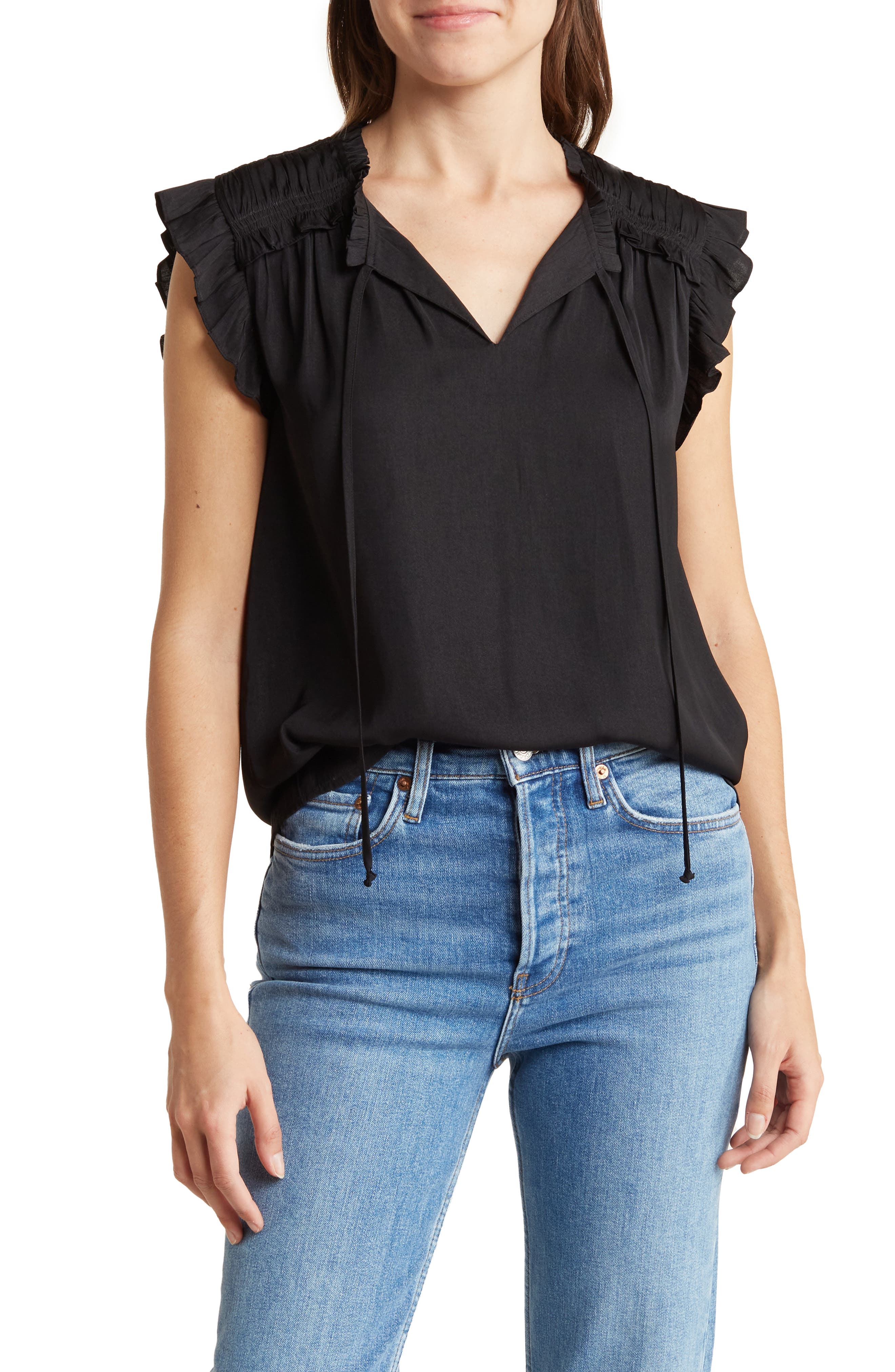 DR2 by Daniel Rainn Ruffle Tie Neck Top