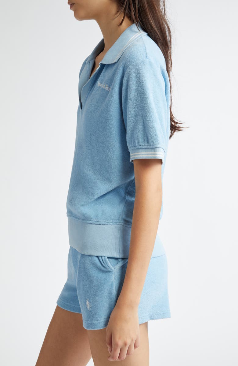 Sporty & Rich Serif Logo Cotton Terry Polo, Alternate, color, 