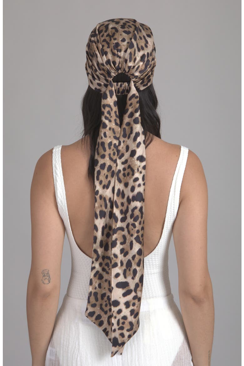 Gigi Satin Head Wrap, Alternate, color, CAMEL/ BLACK