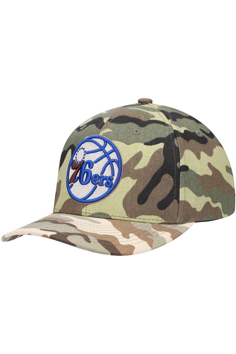 Men's Mitchell & Ness Camo Philadelphia 76ers Woodland Desert Snapback Hat, Main, color, Camo