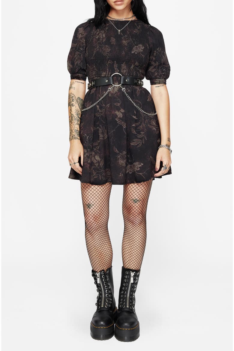Ashmire Woodland Moth Mini Dress, Main, color, Black