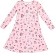 Bellabu Bear Kids' Candy Cane Lane Long Sleeve Dress