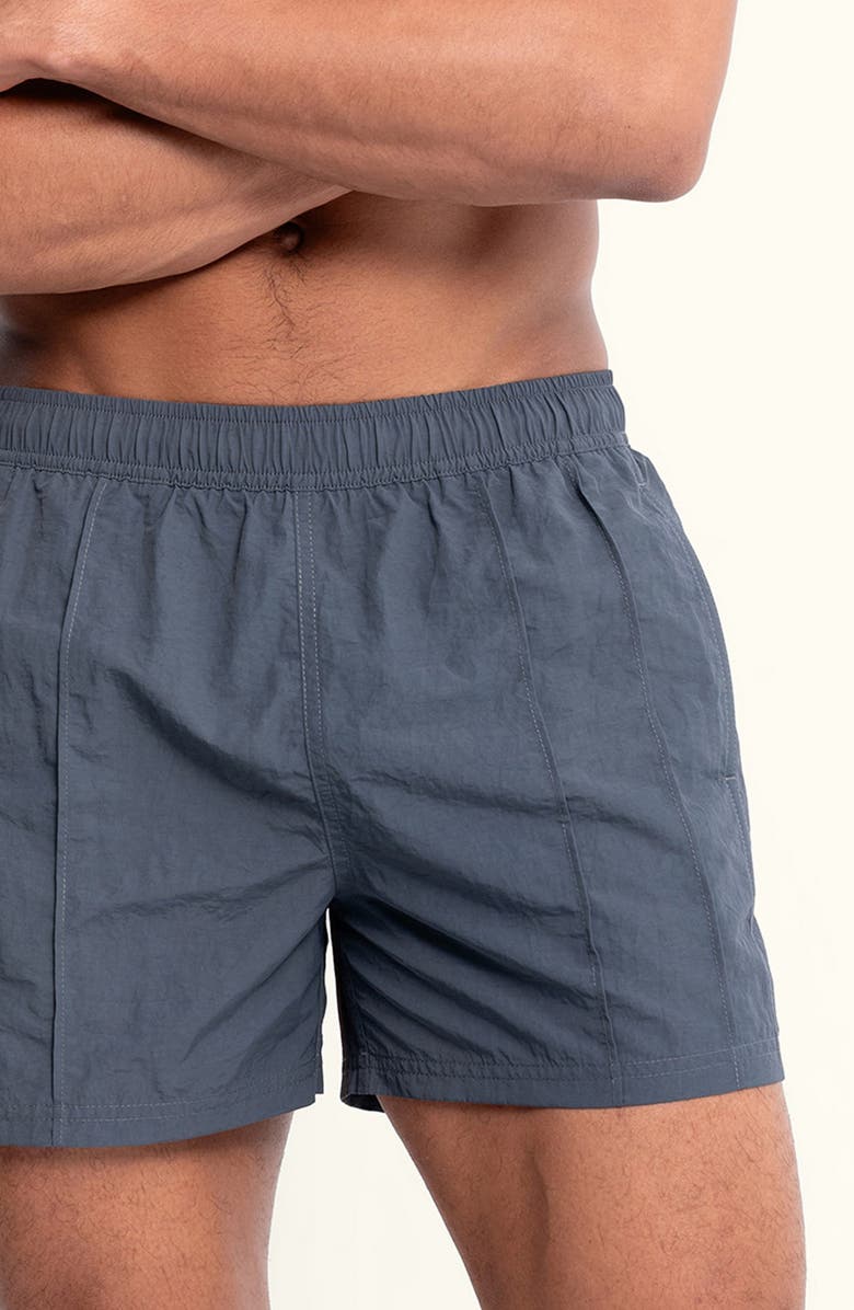 AUTO-REPLY<sup>™</sup> Sebastian Vertical Pintuck 4-Inch Nylon Swim Trunks, Alternate, color, Granite/ Gray