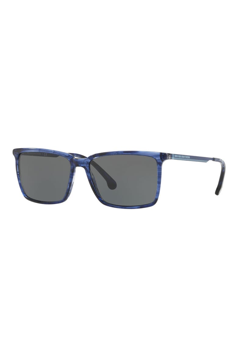 58mm Rectangular Sunglasses, Alternate, color, NAVY HORN/ GREY BLUE