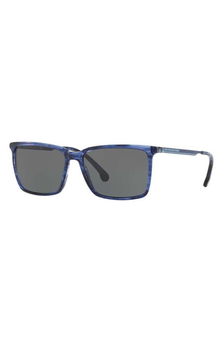 Brooks Brothers 58mm Rectangular Sunglasses, Alternate, color, Navy Horn/ Grey Blue
