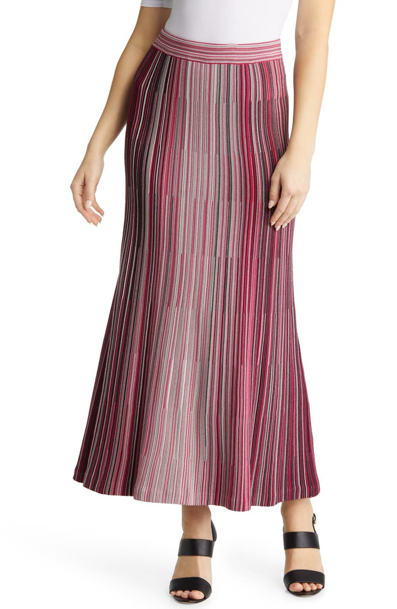 Ming Wang Pleated Stripe Sweater Skirt, Main, color, 