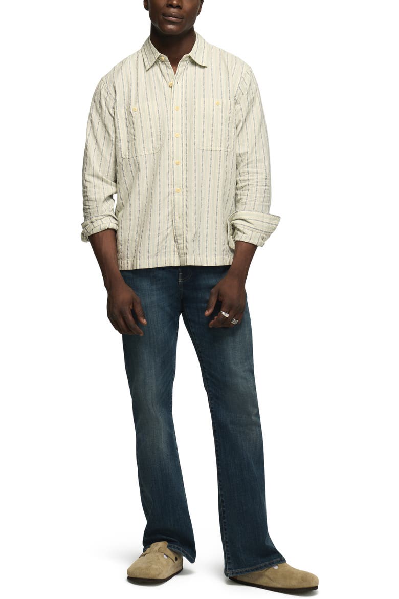 Striped Western Button Up Shirt, Alternate, color, BLUE STRIPE