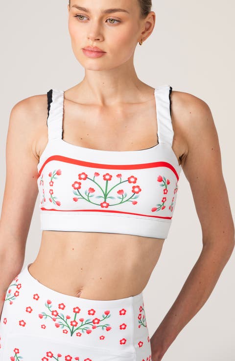 Day/Night Garden Reversible Ruched Sports Crop Top