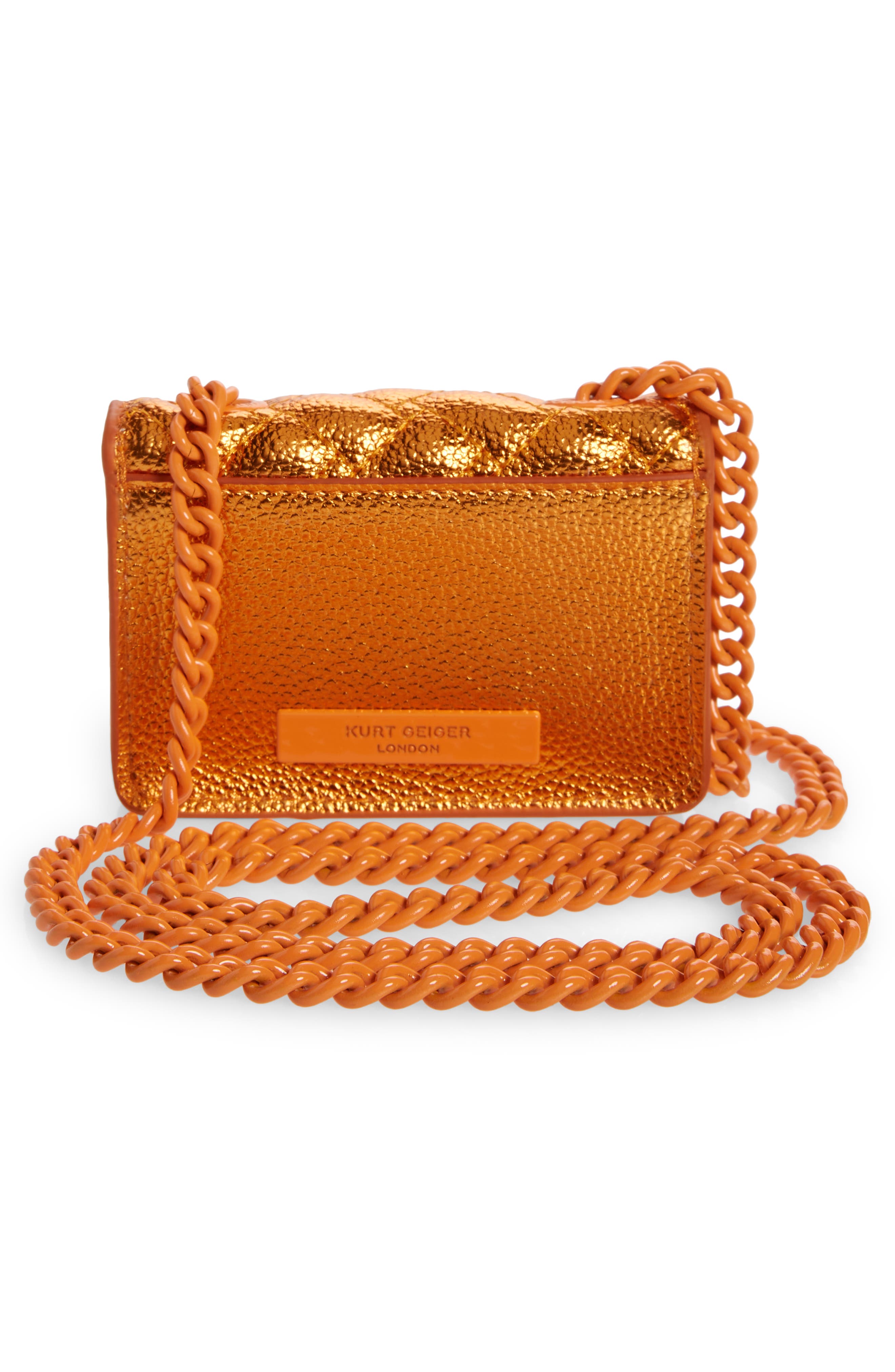 Micro Kensington Glitter Quilted Crossbody Bag, Alternate, color, ORANGE