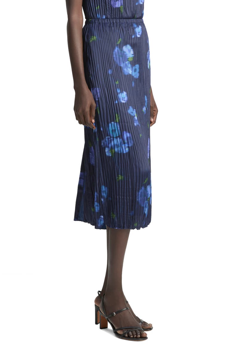 Poppy Blur Pleated Midi Skirt, Alternate, color, MIDNIGHT