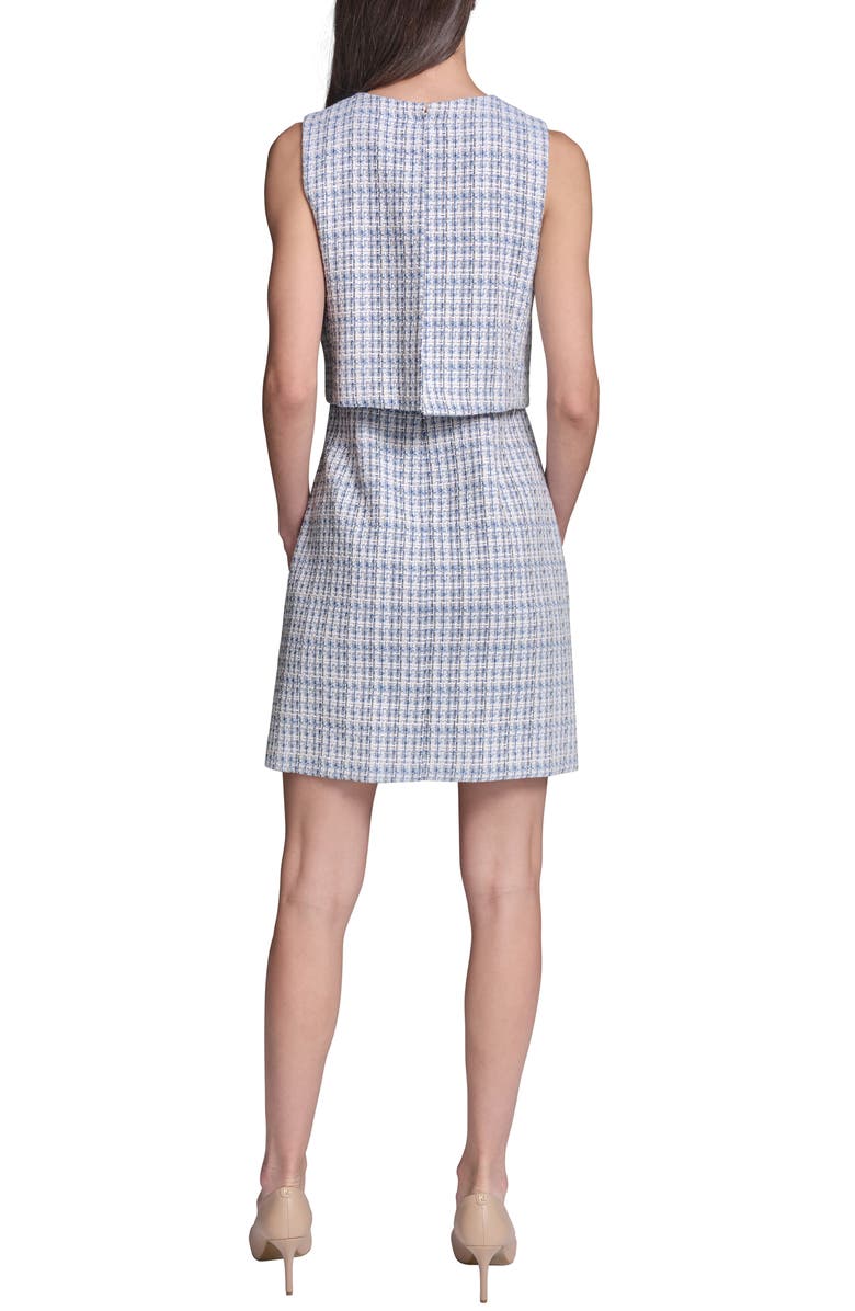 KARL LAGERFELD Sleeveless Tweed Popover Dress, Alternate, color, Mystic Blue Multi